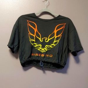 Vintage crop t-shirt with toggle